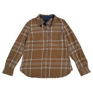 Tommy Hilfiger Womens Brown Plaid Button-Up Long Sleeve Shirt M. NWT